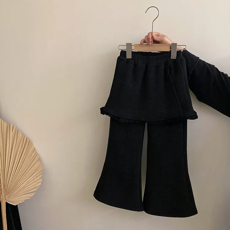 【安安家】女童秋冬季2025新款加绒花边屁帘休闲裤中大童潮Z-KXE50