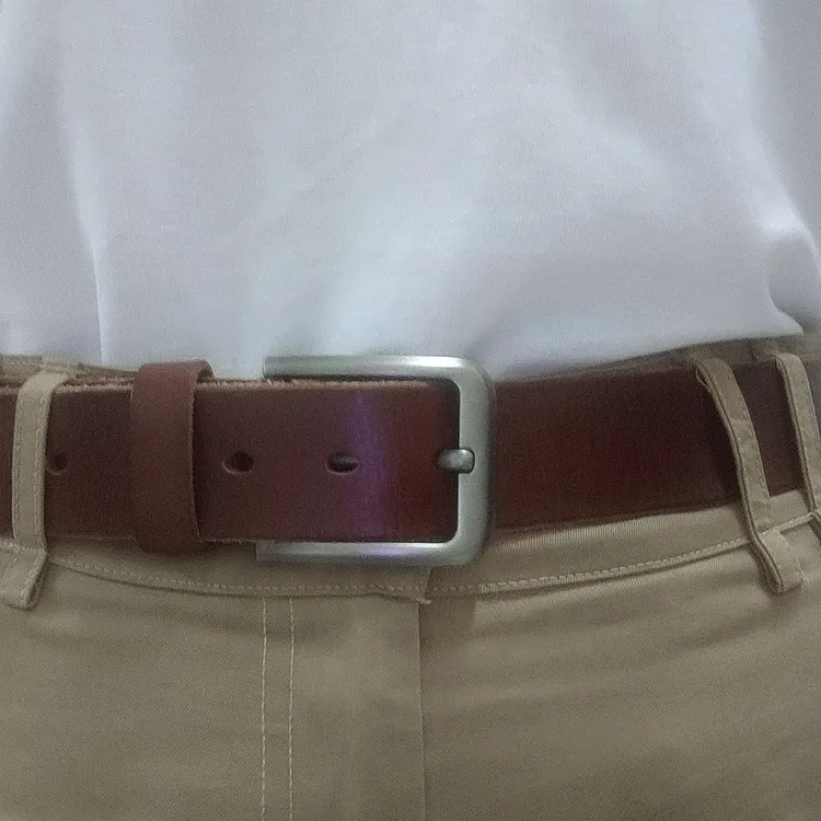 手工真皮男女同款腰带头层牛皮皮带复古不锈钢针扣纯牛皮裤带休闲