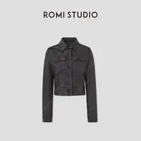 ROMI STUDIO“棕标系列”英国进口小牛皮纽扣夹克短皮衣 RWCSWG2257