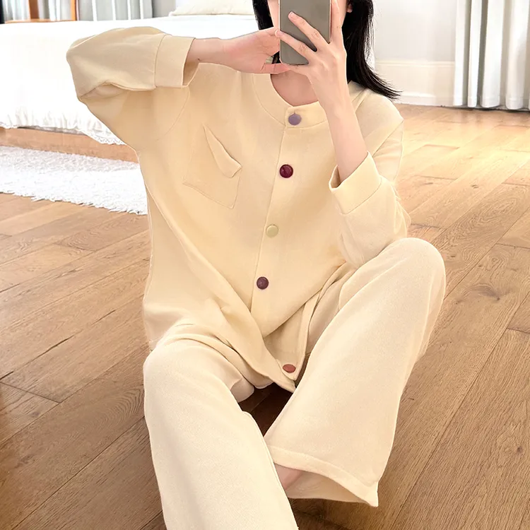 睡衣春秋季女款保暖德绒套装新款女士长袖开衫宽松冬天薄绒家居服