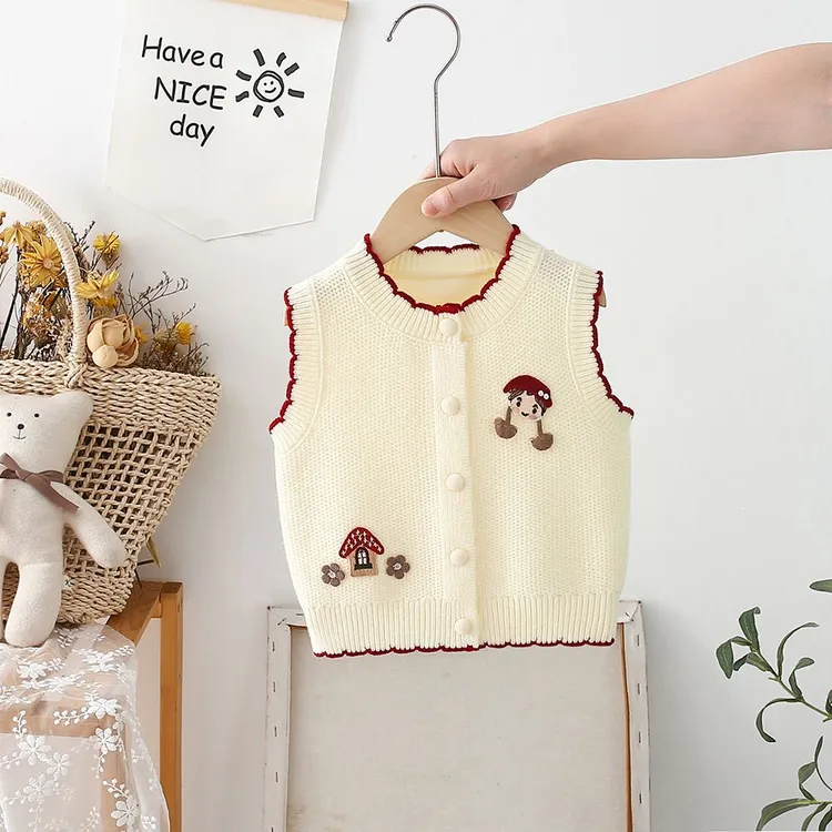 男女通用马夹宝宝刺绣马甲婴儿春秋女开衫卡通薄款儿童女童洋气