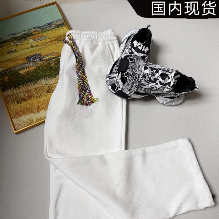 右刹cleanfit个性抽绳卫裤男女秋冬麦穗纹提花裤子美式直筒休闲裤