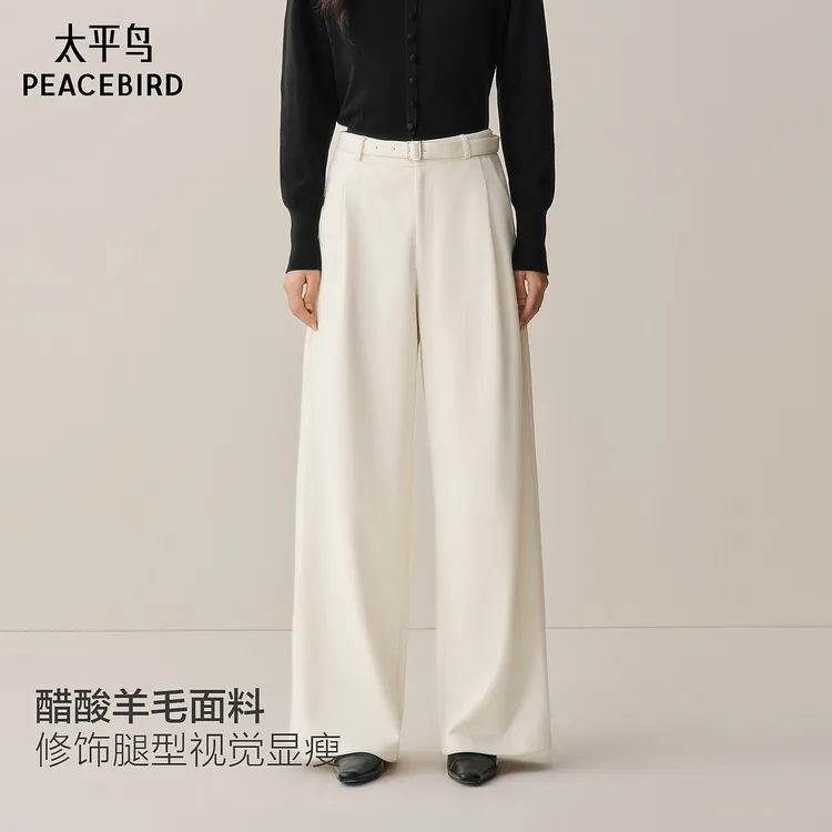 【商场同款】太平鸟2025年冬季新款醋酸阔腿直筒休闲裤A1GBF4324