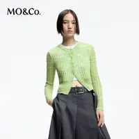 【贤哥专享】MOCO设计感喇叭袖修身短款亚麻混纺针织衫MBD1CAR003