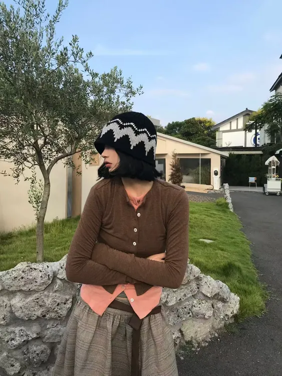 费尔岛氛围感包头冷帽大头围方圆脸显脸小针织帽百搭秋冬毛线帽