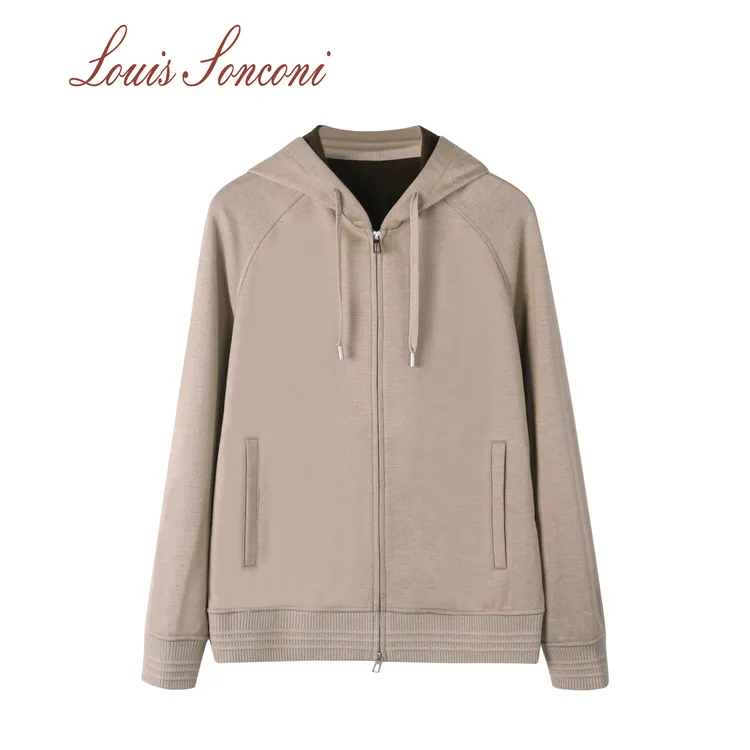 LP-澳洲棉羊毛混纺绿洲系-男士春秋休闲高端连帽开衫外套4B2267#