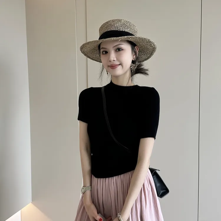 【100莱赛尔天丝】XZA51春夏爆款圆领纯色针织衫百搭气质显瘦女上衣
