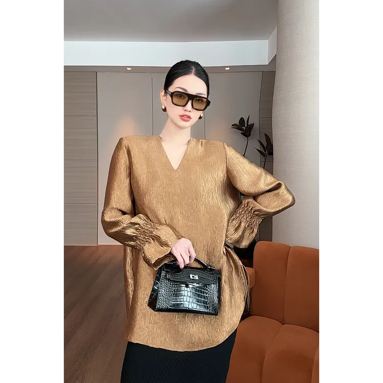 紫紫  薄美人   古金系列延伸线条三季时尚轻奢上衣女ZD01SZHJ603