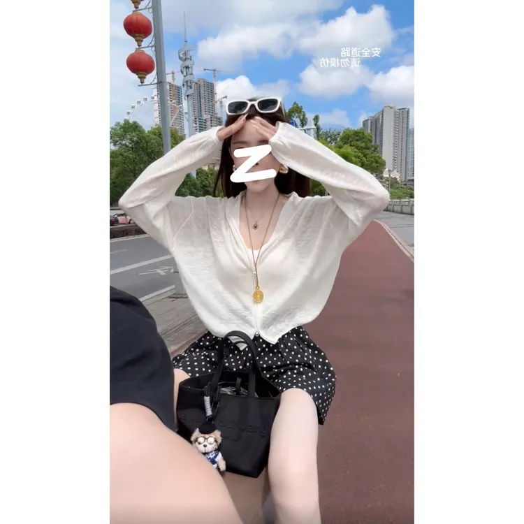 防晒开衫外套女夏季新款薄款连帽针织长袖宽松外搭短款防晒上衣