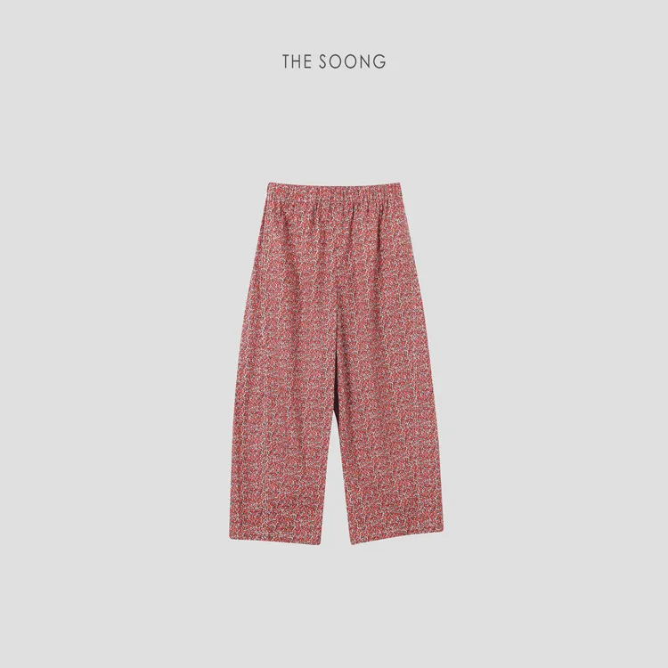 THESOONG|"碎花奶奶裤"天然棉重酵洗加软松弛感橡筋腰休闲裤Z7152