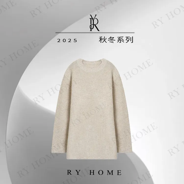 【容雨RYHOME】羊毛混纺复古宽松慵懒风套头毛衣253M3172