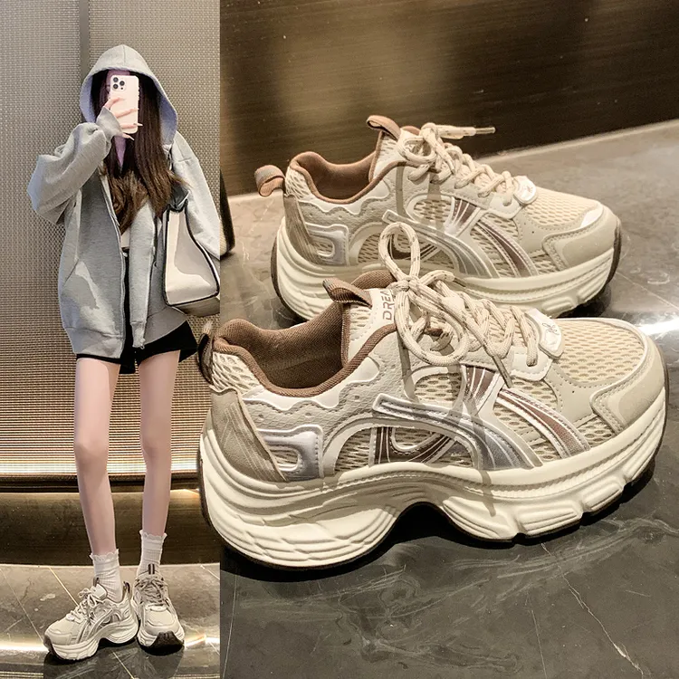 老爹鞋2025秋季双网厚底百搭老爹鞋女ins超火潮时尚休闲老爹鞋