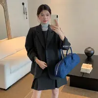 C/1310 韩系chic翻领口袋西装+百褶背心裙套装 9-21