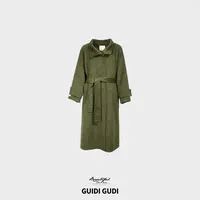 GUIDI GUDI【江雪】复古长款羊毛外套/黄加蓝 W9531215H