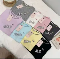 【冯七七】71210 eg韩系刺绣拼麻丝打底衫