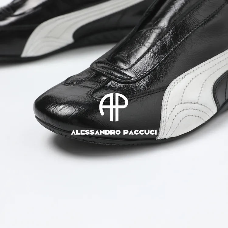 AP洛哥53103XD【F1赛车鞋】牛皮黑白撞色拼接时尚百搭潮流休闲鞋