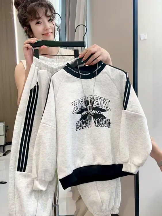 【实体高货】儿童秋韩版棉质卫衣套装洋气卫衣卫裤男女童休闲中大童