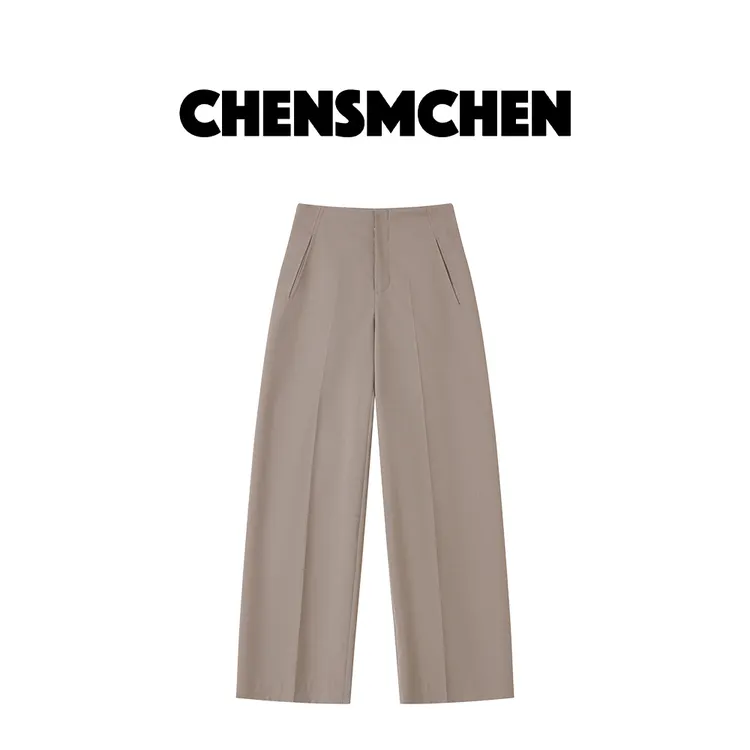 CHENSMCHEN 绵羊毛高腰垂感休闲裤女通勤百搭西装裤CSK1015MX