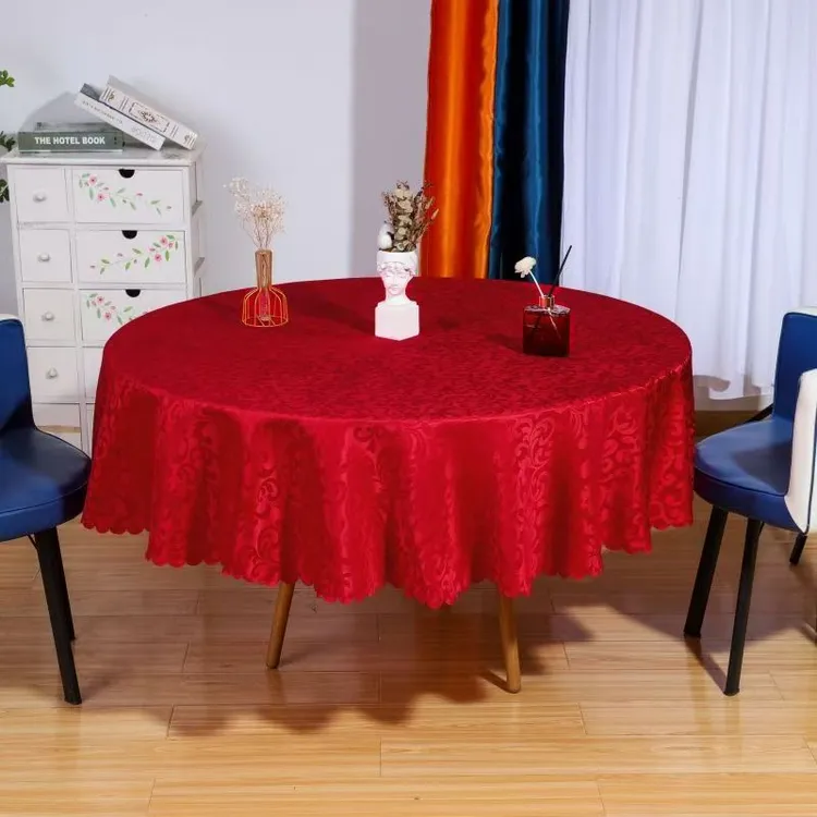 加厚布艺酒店餐厅家用大圆桌桌布高端桌套大气圆形高档餐桌