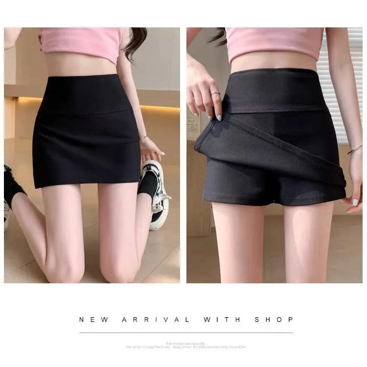 新款秋季显瘦防走光侧开叉女瑜伽裤包臀运动短裙A字半身裙