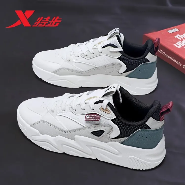 特步男鞋暗流休闲鞋2026夏季新款板鞋男复古老爹鞋子厚底休闲鞋男