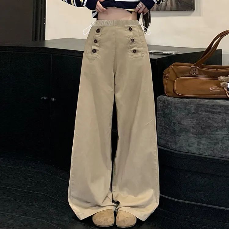 孕妇牛仔裤秋冬季新款宽松高腰抽绳外穿阔腿裤休闲垂感拖地长裤子