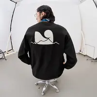 714street美式复古印花长袖上衣秋季国潮纯棉宽松情侣T恤521141