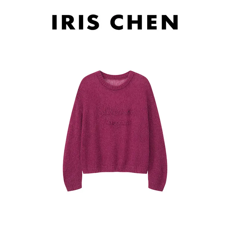 IRIS CHEN 冰美式毛衣 2025秋“超幼马海毛”绵羊极简针织衫24SY366