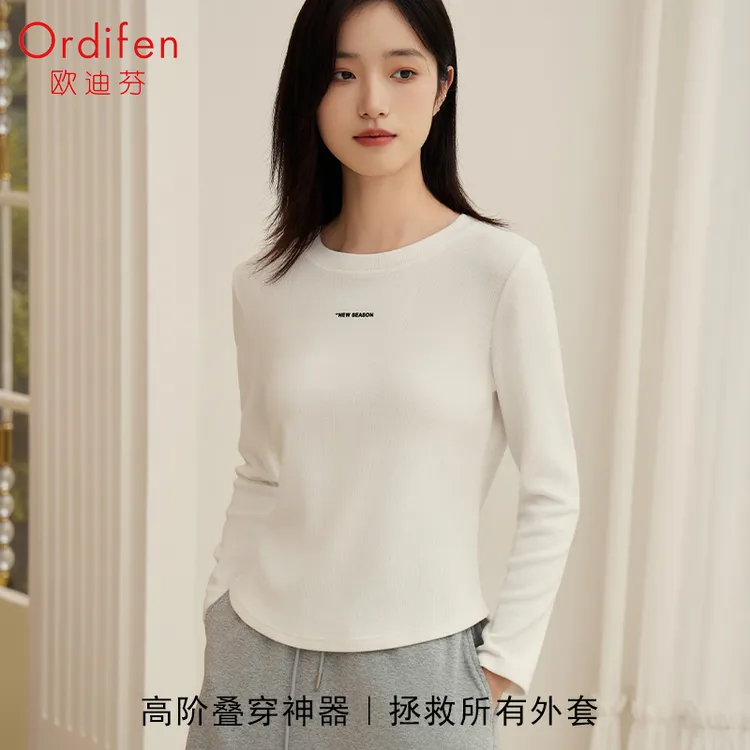 简约斜领针织衫简约毛针织衫圆领字母秋季针织衫长袖打底衫