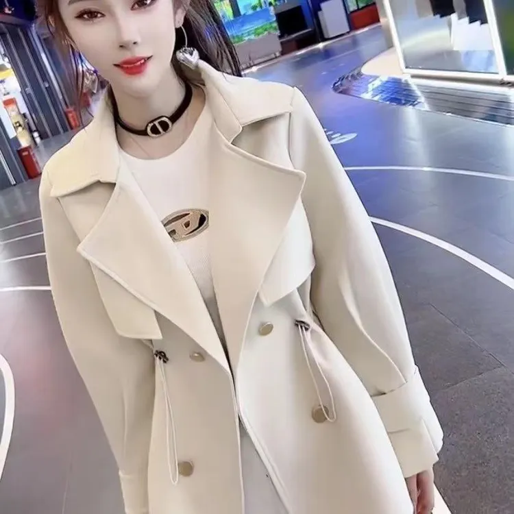 网红爆款短款风衣女轻奢风2025秋冬季新款韩版时尚休闲中长款外套