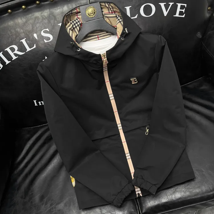 2026秋冬新款夹克上衣男式潮牌连帽时尚简约修身百搭休闲长袖外套