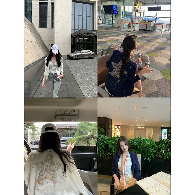 小香风毛衣外套女秋高级感气质刺绣修身女生韩系ins衣服