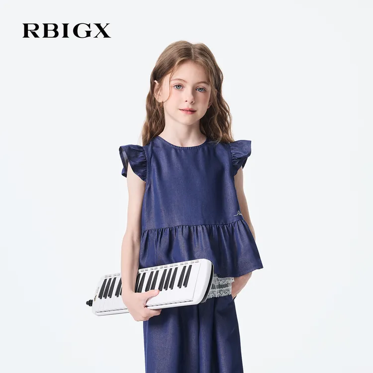 RBIGX瑞比克26夏季新款女童天丝云朵公主短袖裤子套装TZZBR2608