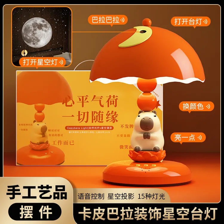 卡皮巴拉装饰台灯摆件生日礼物送女生送孩子氛围星空灯床头小夜灯