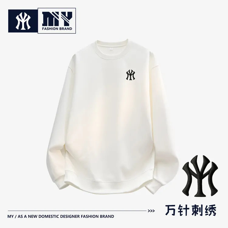 【MY正品】秋季刺绣圆领新疆棉重磅卫衣男女同款长袖保暖休闲百搭