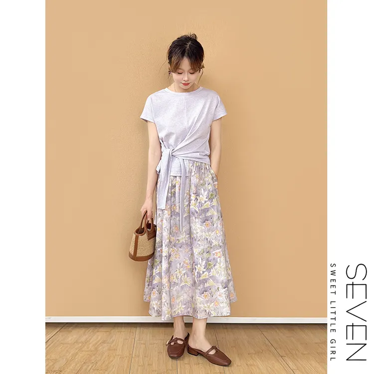 油画秘境⑧七七146小个子法式小众紫色碎花半身裙女夏季薄款小美说