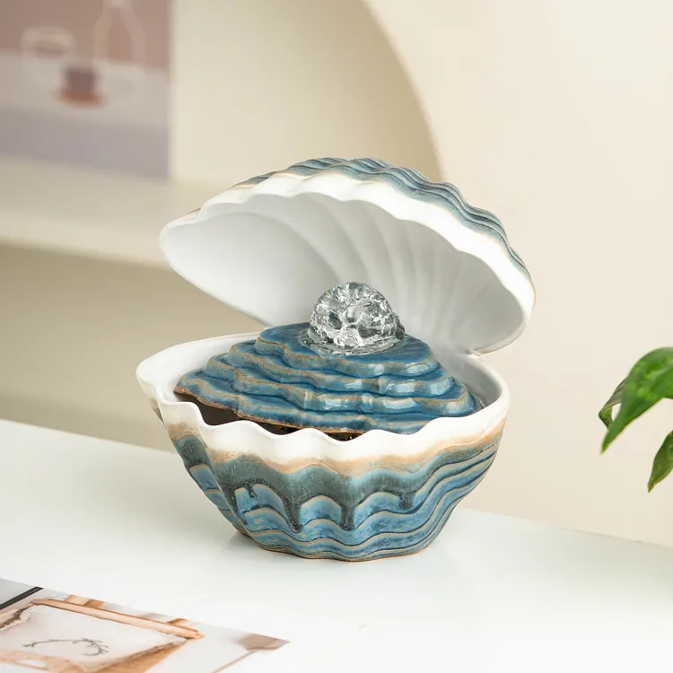 流水摆件循环风水球现代轻奢陶瓷喷泉水系造景办公室桌面摆设