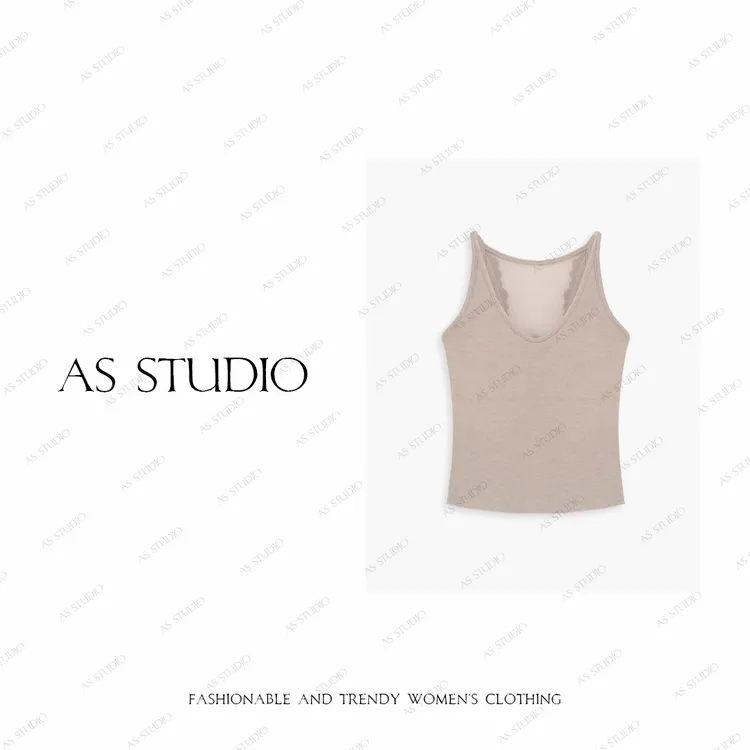 【AS小V背】25新磨毛后背拼蕾丝纯欲风罩杯一体美背AS25QBX00301