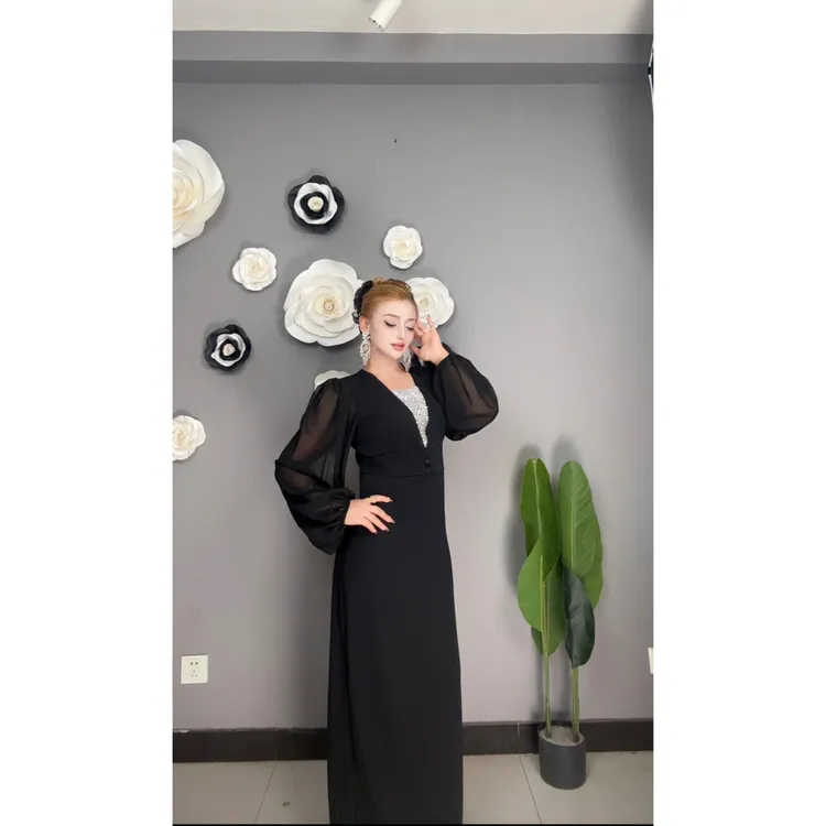 9889【包邮】新款假V领高级时尚女装连衣裙