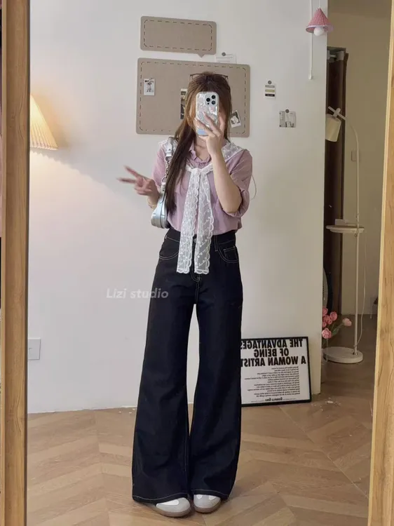 慕黑//小个子定制微喇裤显高显瘦好穿遮肉百搭休闲拖地裤