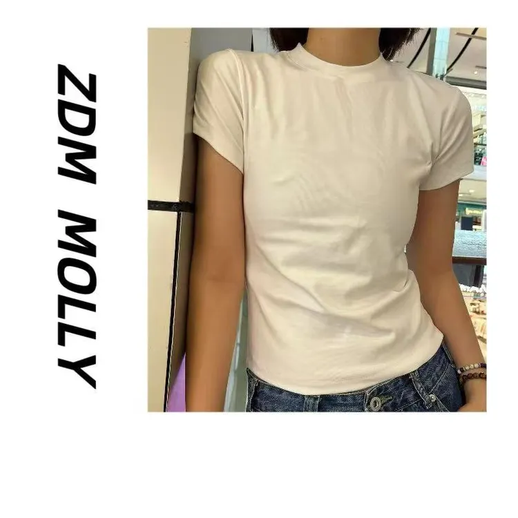 ZDM Molly美式正肩弹力短袖修身显瘦女款T恤休闲百搭夏季上衣