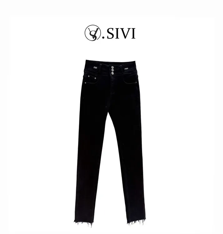 熙薇【云线腿精】2025秋季新款时尚休闲加绒高弹铅笔裤H6480