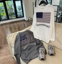 【美式旗帜】夏季宽松大版型潮牌印花圆领长袖T恤CP325