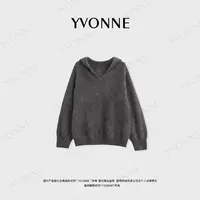 IS YVONNE /  心动绒绒 山羊绒连帽一体机休闲百搭毛衣