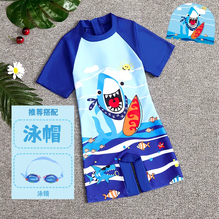 中小童卡通可爱儿童夏季速干沙滩泳衣2026新款男童连体游泳男孩