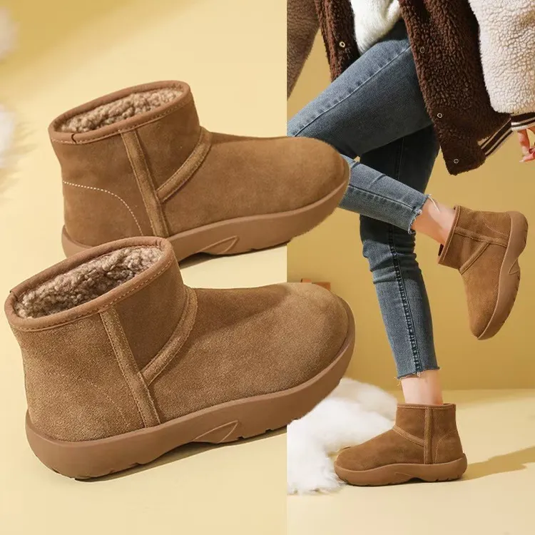 2025新款冬季大头丑萌高筒雪地靴女加绒棉鞋东北厚底增高长筒靴