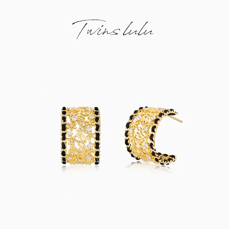 TWINS LULU 秋上新轻奢高级感编织植物花卉耳环TSL2871