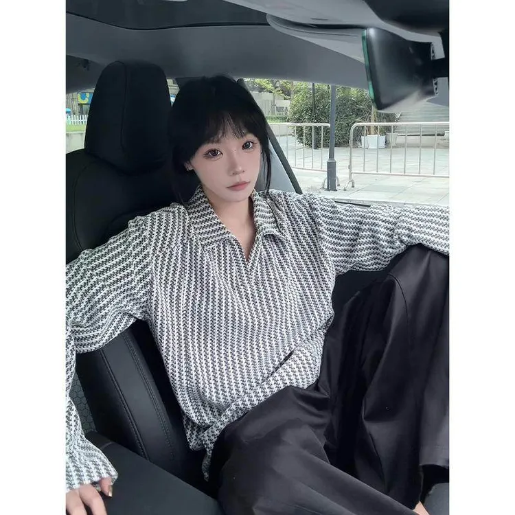 白灰色亨利领正肩长袖t恤男秋季美式解构拼接重磅卫衣立领打底衫