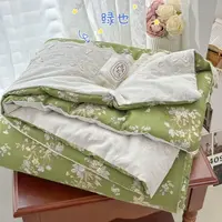 纯棉双层纱A类母婴春秋被全棉花边公主风保暖被子可机洗
