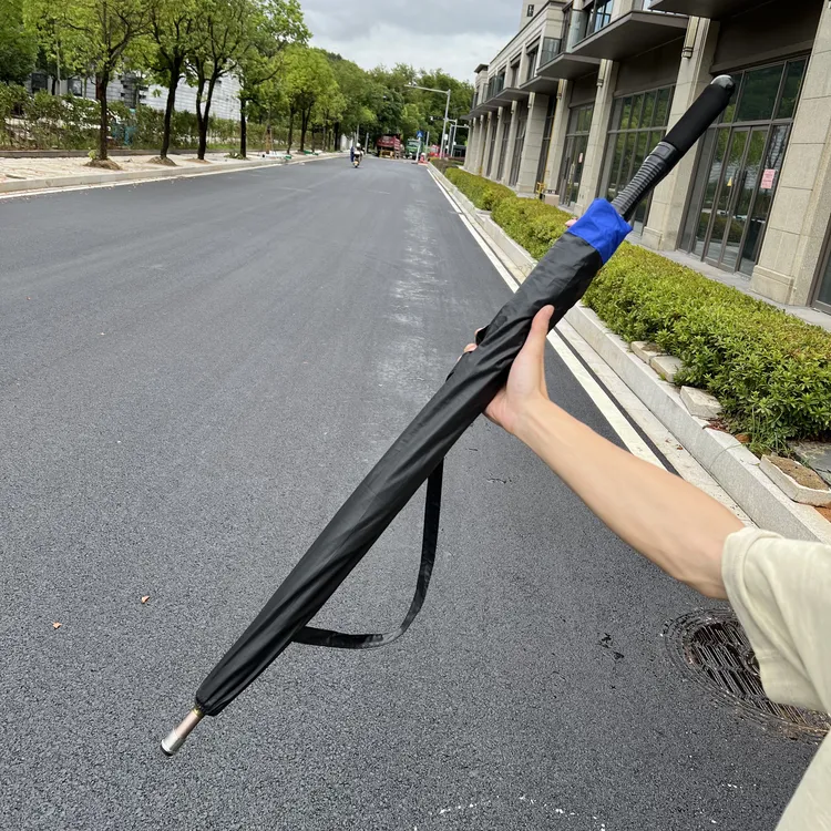 蓝色特大号创意多功能车载晴雨两用淬火钢尺工艺伞雨伞千机伞